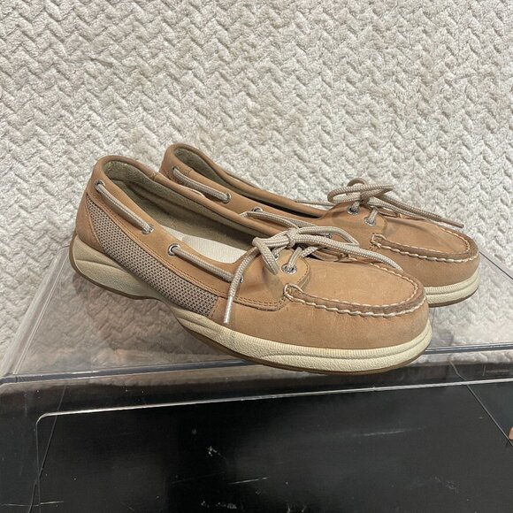 Sperry Top Sider Womens Tan Boat Shoes 2-eye Loafers size 8M Nautical Preppy - Picture 1 of 8